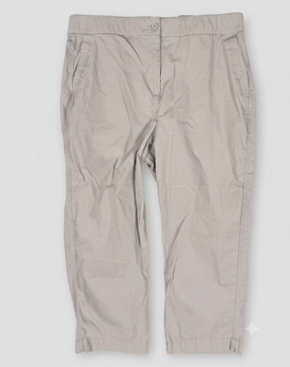 Chico's Womens 0.5 Khaki Beige Capri Pants Cotton Spandex Small 6
